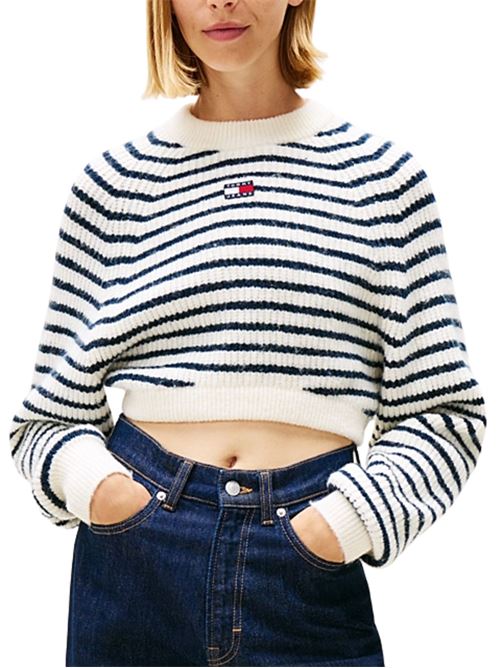 Maglione corto a righe in misto lana Tommy Jeans | DW0DW216770FH